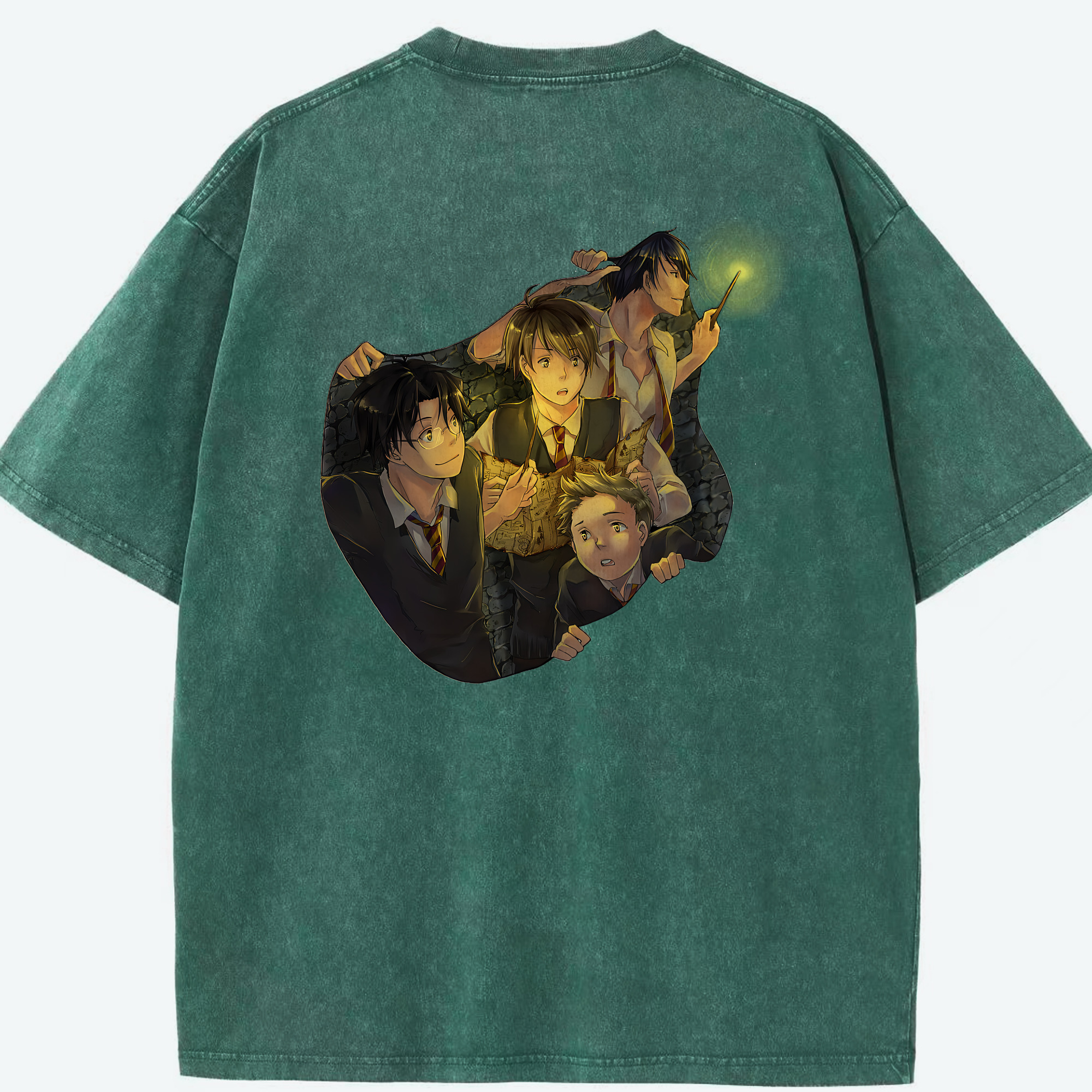 （画像用） Harry Potter ハリー・ポッターシリーズ 綿100% ヴィンテージ風 半袖Tシャツ（背面プリント）